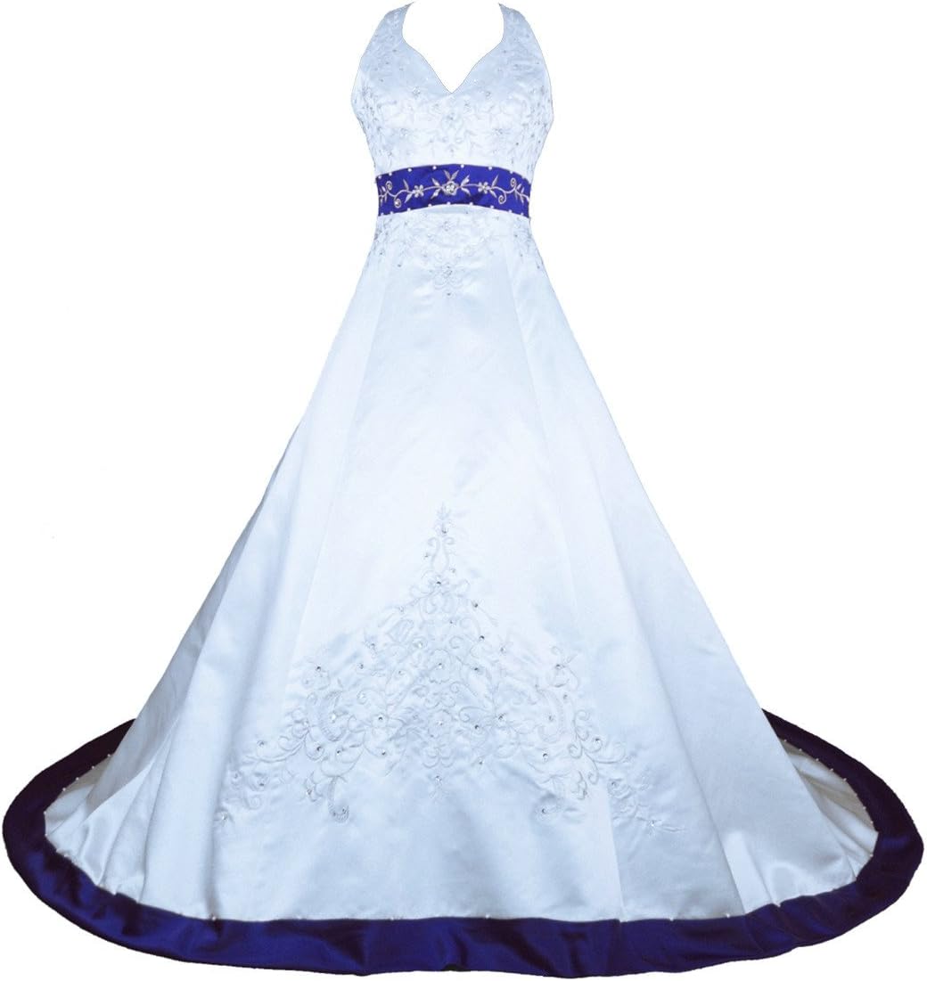 RohmBridal Embroidery Satin Halter Wedding Dress Bridal Gown
