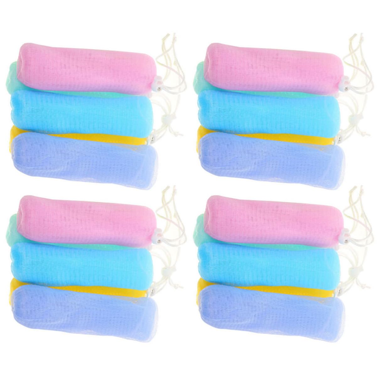 Mikinona 20pcs Multilayer Exfoliating Soap Net Pouches for Foaming and Cleansing for Handmade Facial and Cosmetic Soaps Convenient Travel Lanyard for Easy Drainage