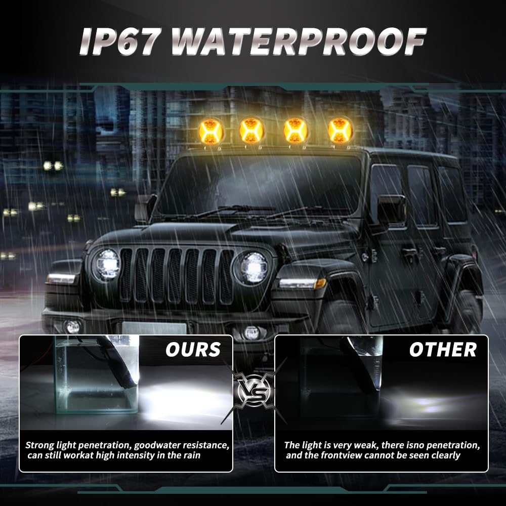 Offroad LED Lampa robocza 72W z DRL Światło przeciwmgielne Strobe Amber 4,5" Off Road Spot Flood Combo Reflektor LED 12-36V LED do motocykla, ciężarówka-2 szt