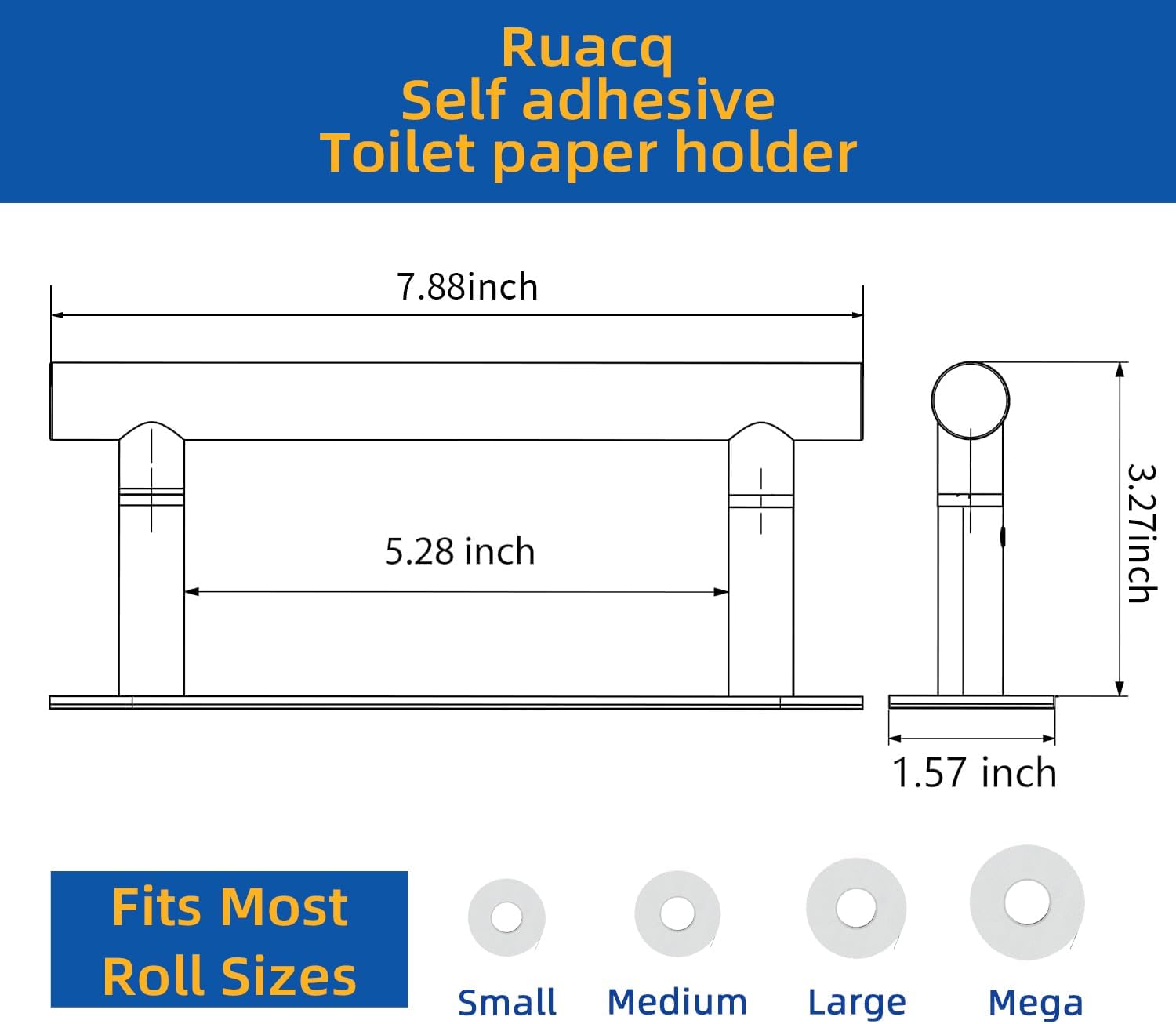 RUACQ Toilet Paper Holder, Self-Adhesive or Wall Mount, SUS304 Stainless Steel Rustproof Stick on Toilet Paper Roll Holder, No Drilling Bathroom Tissue Holder, Modern Pivoting Design (Chrome)