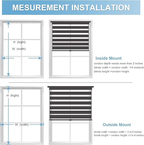 Miniatura 8 de MYshade Persianas sin cordones de cebra con función de parada libre, doble capa de filtrado de luz y privacidad para día y noche, persianas de