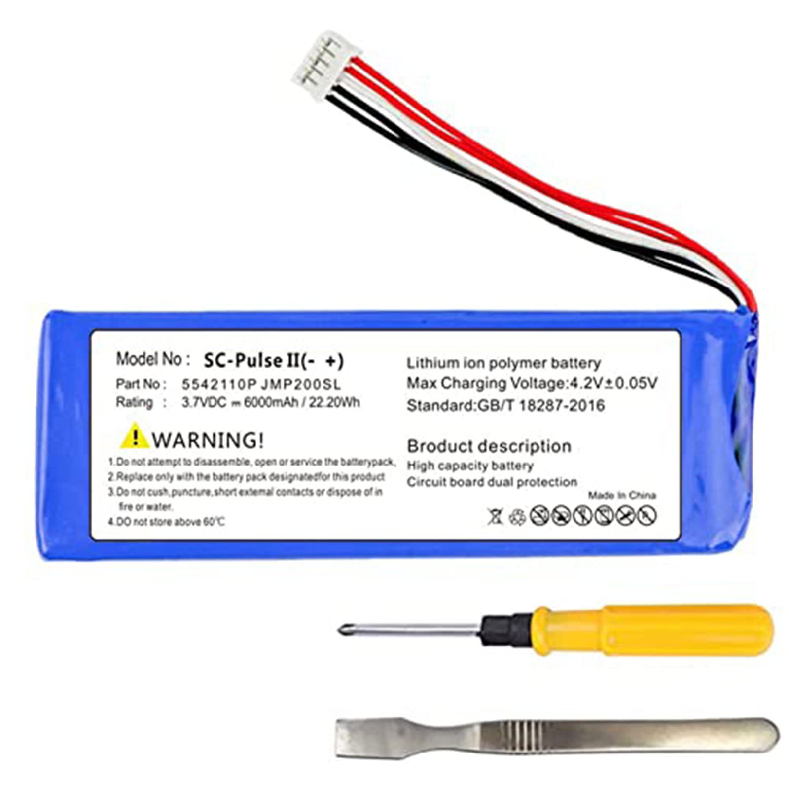 Batterie Li-ion De Rechange 3.7V 6000mAh Pour Enceinte JBL Pulse 2 & Pulse 3 - Modèle P5542100-P - Avec Outil D'installation - 10