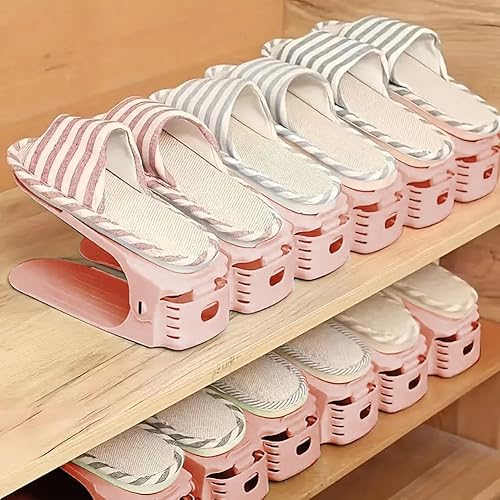 Miniatura 9 de Bibabala Organizador de ranuras para zapatos, paquete de 10 estantes ajustables para zapatos, almacenamiento que ahorra un 50%, soporte de doble