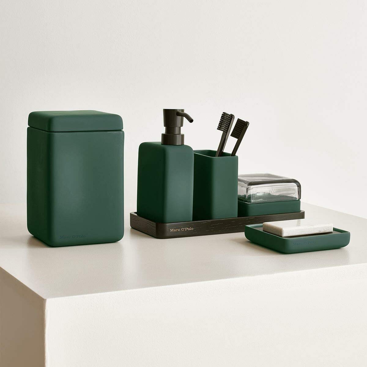 Marc O Polo Bad Accessoires The Edge Dark-Green, Seifenspender 9x4,5x18,5 cm