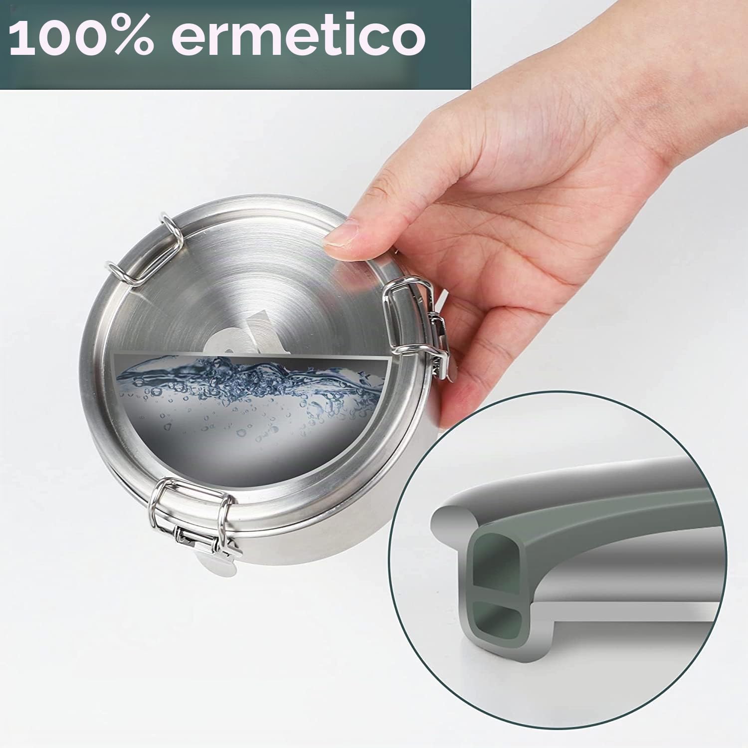 nicelock Set di contenitori per alimenti in acciaio inox, contenitori per il pranzo in metallo, a prova di perdite, ermetici, impilabili, riutilizzabili, per bambini, adulti, confezione da 3
