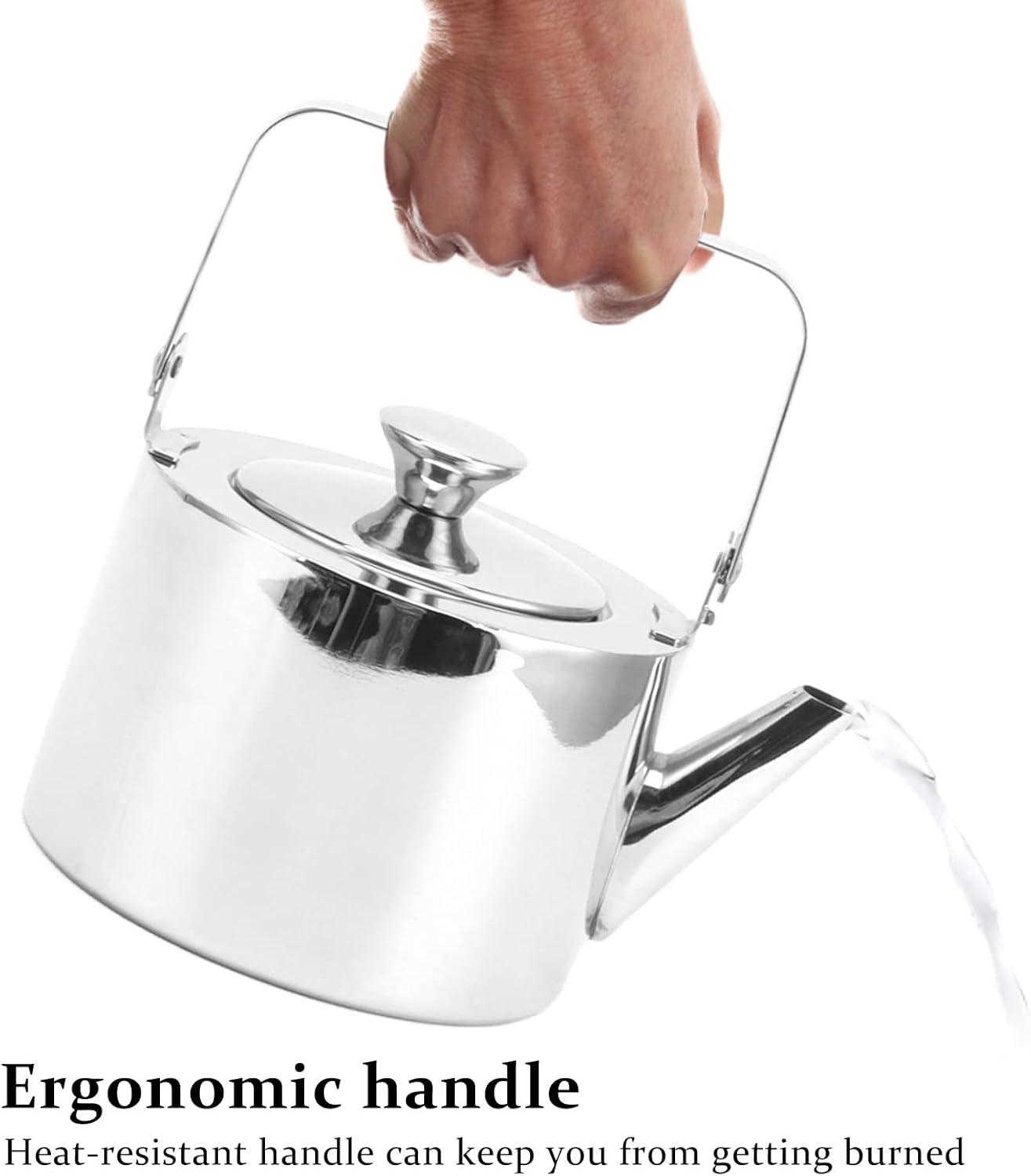 1L Stove Top Whistling Tea Kettle Stainless Steel Tea Kettle with Strainer Thickened Metal Whistling Teapot with Ergonomic Handle for All Stovetop Small (Small, 1L)