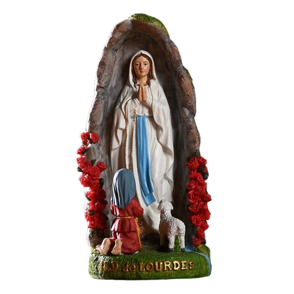Harilla Multicolor Exquisite 8" Our Lady Of Lourds Mary Statue Gift Display