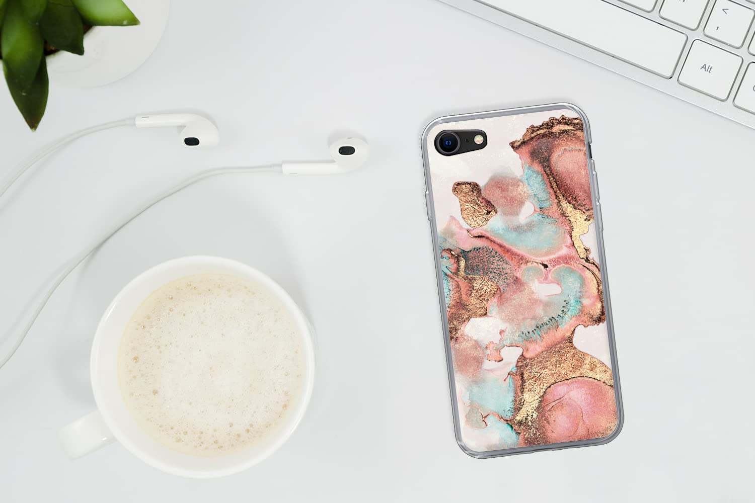 MuchoWow Funda para iPhone 8 - Tinta - Pastel - Abstracto - Funda de Silicona/Funda Blanda para teléfono móvil