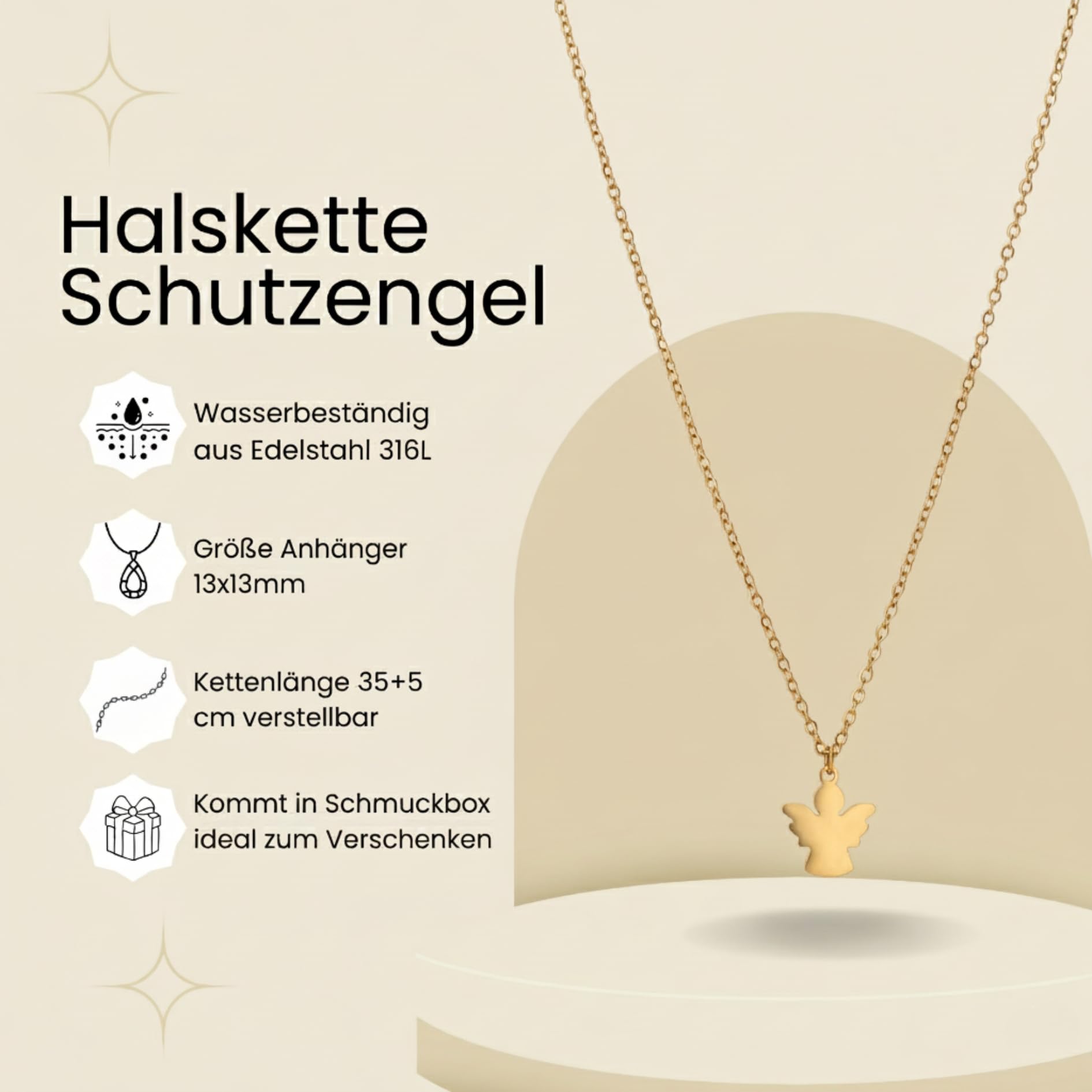 Schutzengel Kette ｜Geschenk zur Taufe ｜Geschenk Patenkind｜Halskette Kommunion｜Taufkette ｜Taufgeschenke für mädchen