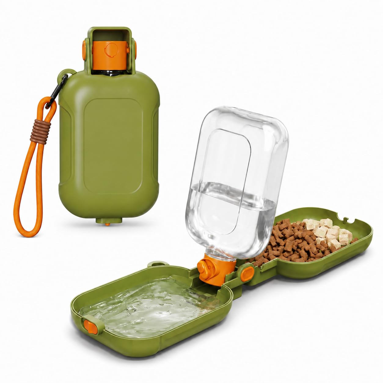 Green 2-in-1 Dog Portable Water Bottle And Bowl, Leak-Proof Travel Dog Water Bottle With Foldable Silicone Dispenser, Essential Dog Walking Water Bottle For Outdoor Hikes And Trips