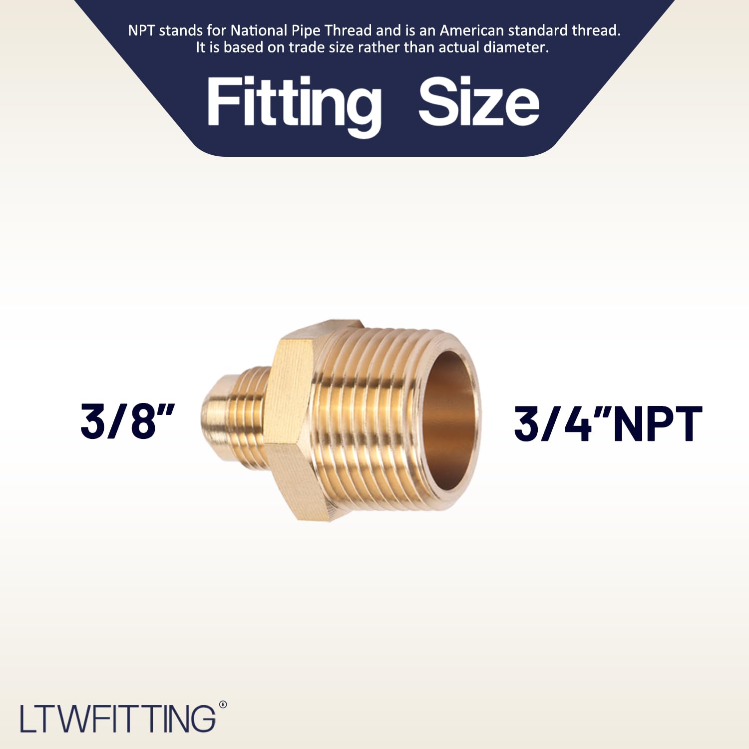Generic Laiton 45 Degrés Flare connecteur Tube Fitting 3/8" Od x 3/4" Male NPT Lot DE 5
