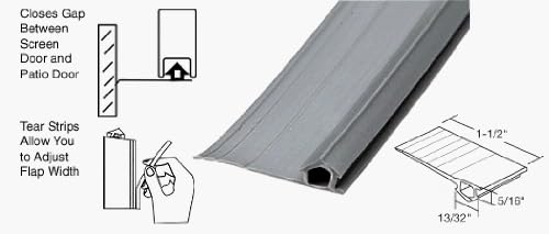 Gray Vinyl Adjustable Width Bug Strip, 1-1/2