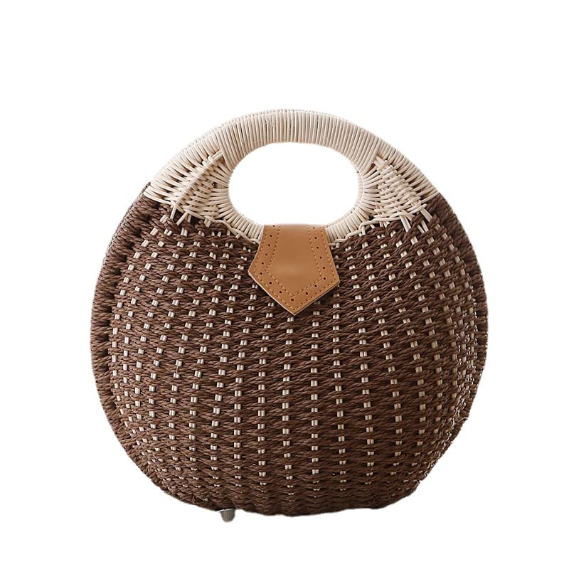 Borsa da spiaggia fatta a mano in paglia per le donne Borsa tote intrecciata estiva Borsa in rattan Hobo Boemia Vacanza Shell Box Borse