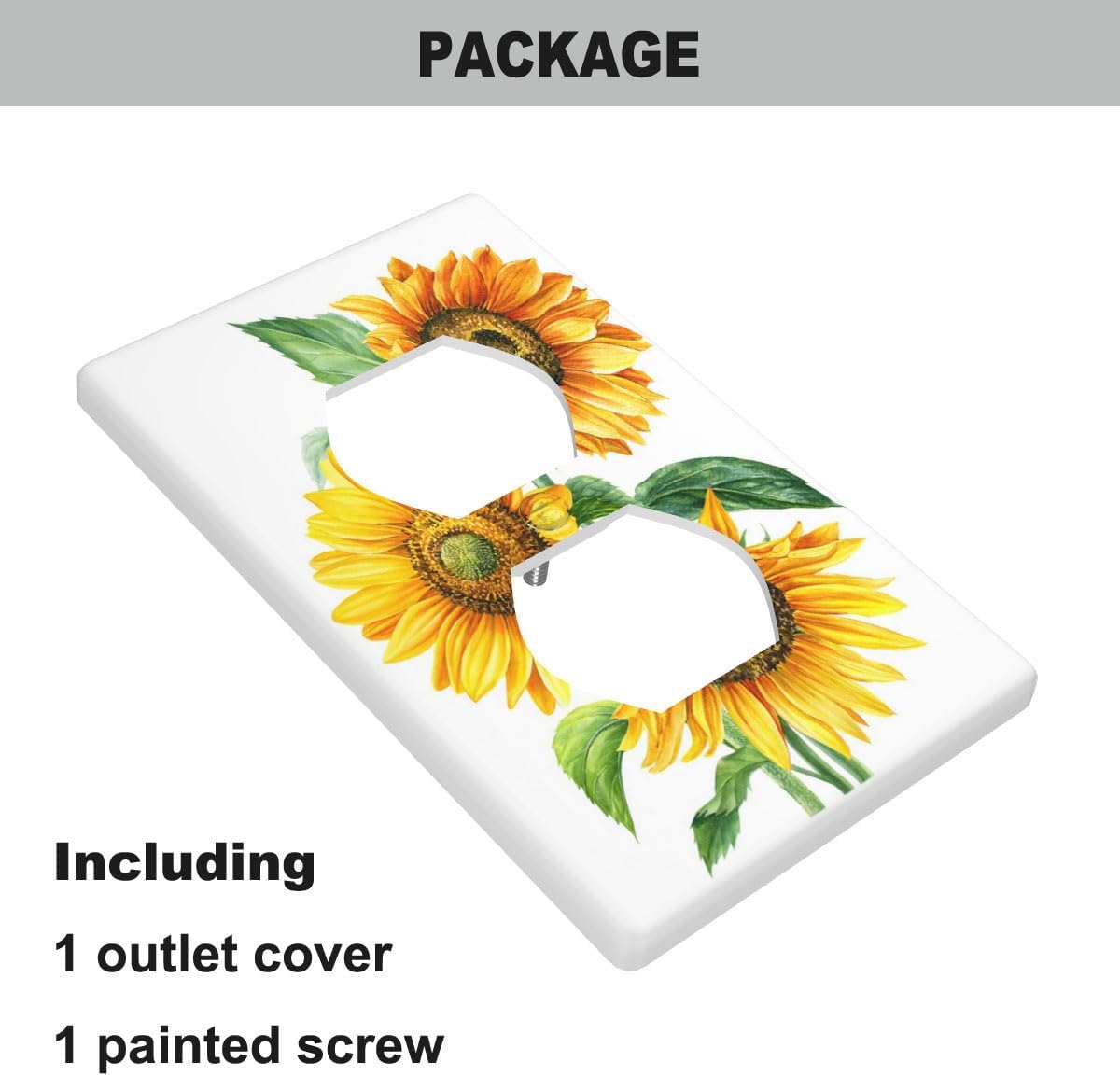 Watercolor Sunflowers Bouquet Outlet Covers, Yellow Floral 1-Gang Duplex Receptacle Wall Plate, Standard Plug Cover 4.5x2.76 Inch for Home Bedroom Bathroom Kitchen Wall Decor