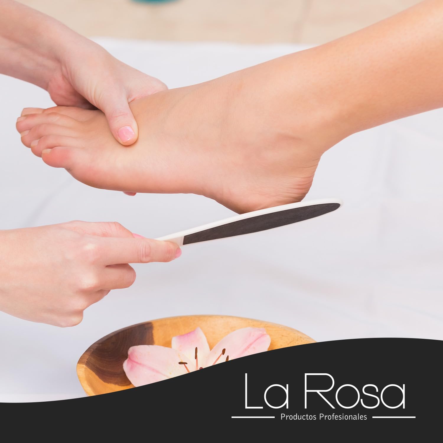 LaRosa PUMICE SPA Lima per Piedi – Manico Trasparente a Forma di Piede con Pietra Pomice Nera & Superficie Abrasiva