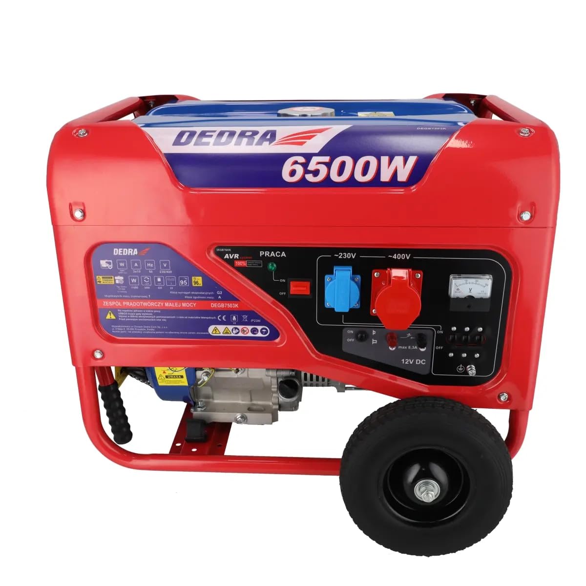 Stromgenerator, Stromaggregat DEDRA max. Leistung 6,5kW 6000W, 420cm³ Motor Kupfermotorwicklung, 1x400V, 1x230V Notstromversorgung, in Haushalten, Gärten, auf Campingplätzen oder für andere Arbeiten