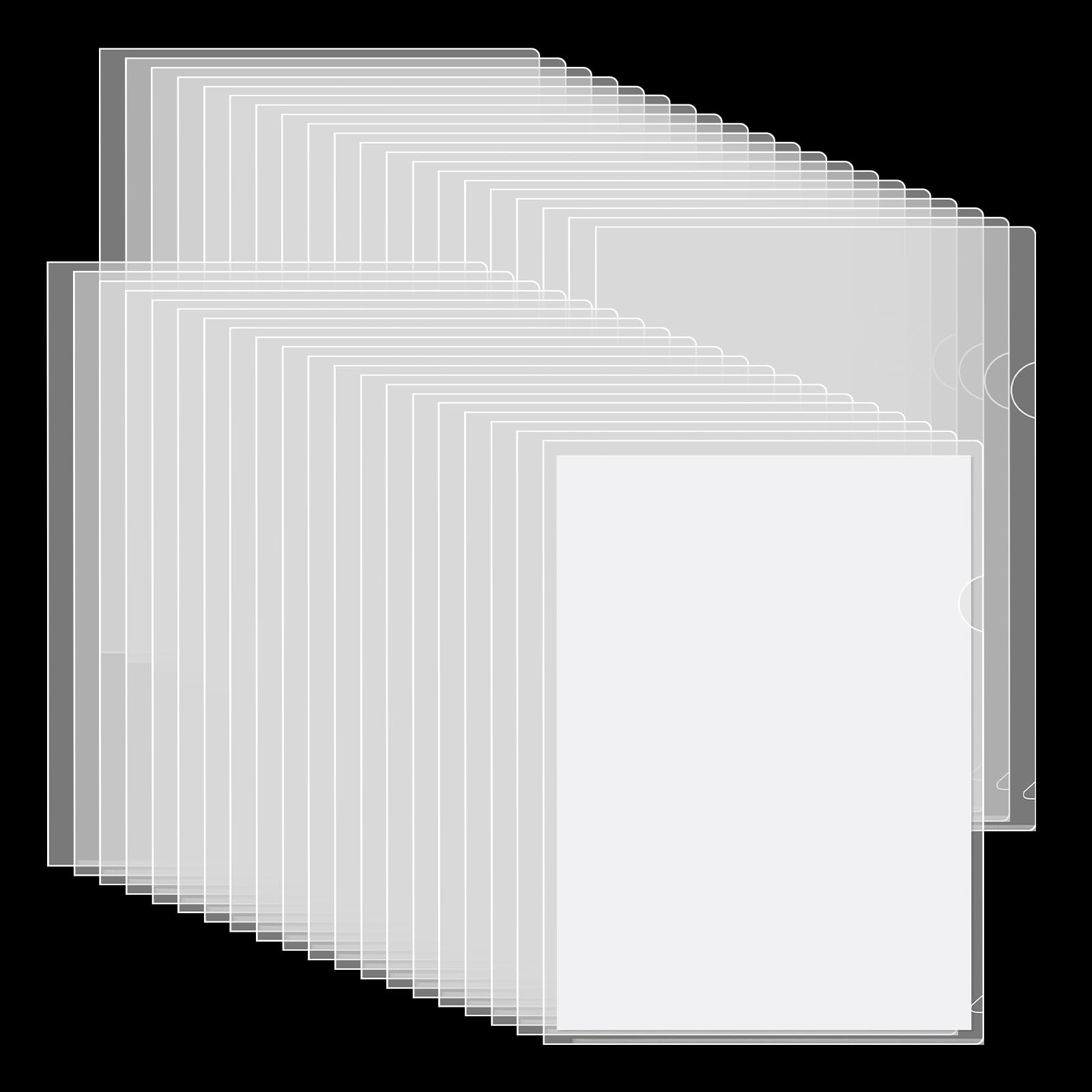 URbantin A4 Cut Flush Folder, 40 Pack Clear Open Top & Side Plastic Folders, Cut Flush Folders Clear