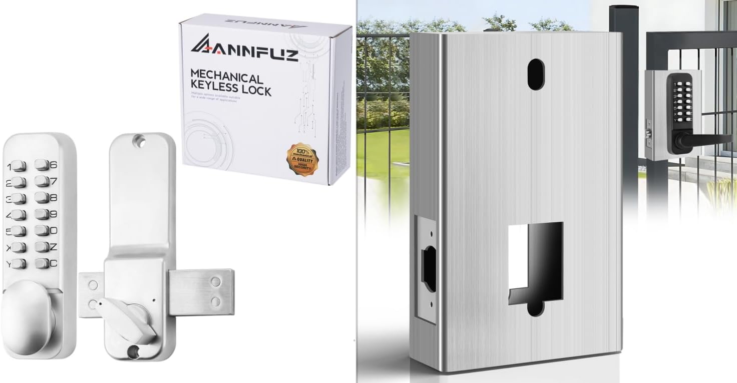 GB2024 Gate Lock Box Steel Gate Box for All ANNFUZ Mechanical Combination Door Lever Set with Bolt - for Metal Gates and Fence Door Lock (NOT for Aluminum) - 2 3/8" Inch 60mm Backset