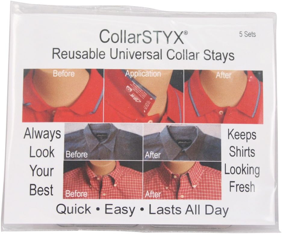 Collar Stays 5 sets (=10), Adhesive, Reusable
