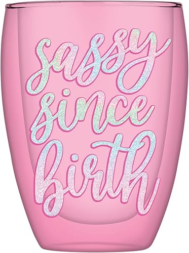 Miniatura 4 de Slant Collections Regalos de cumpleaños, copa de vino acrílica sin tallo, doble pared, con confeti, 10 onzas, rosa/amarillo/azul Rosa, amarillo,