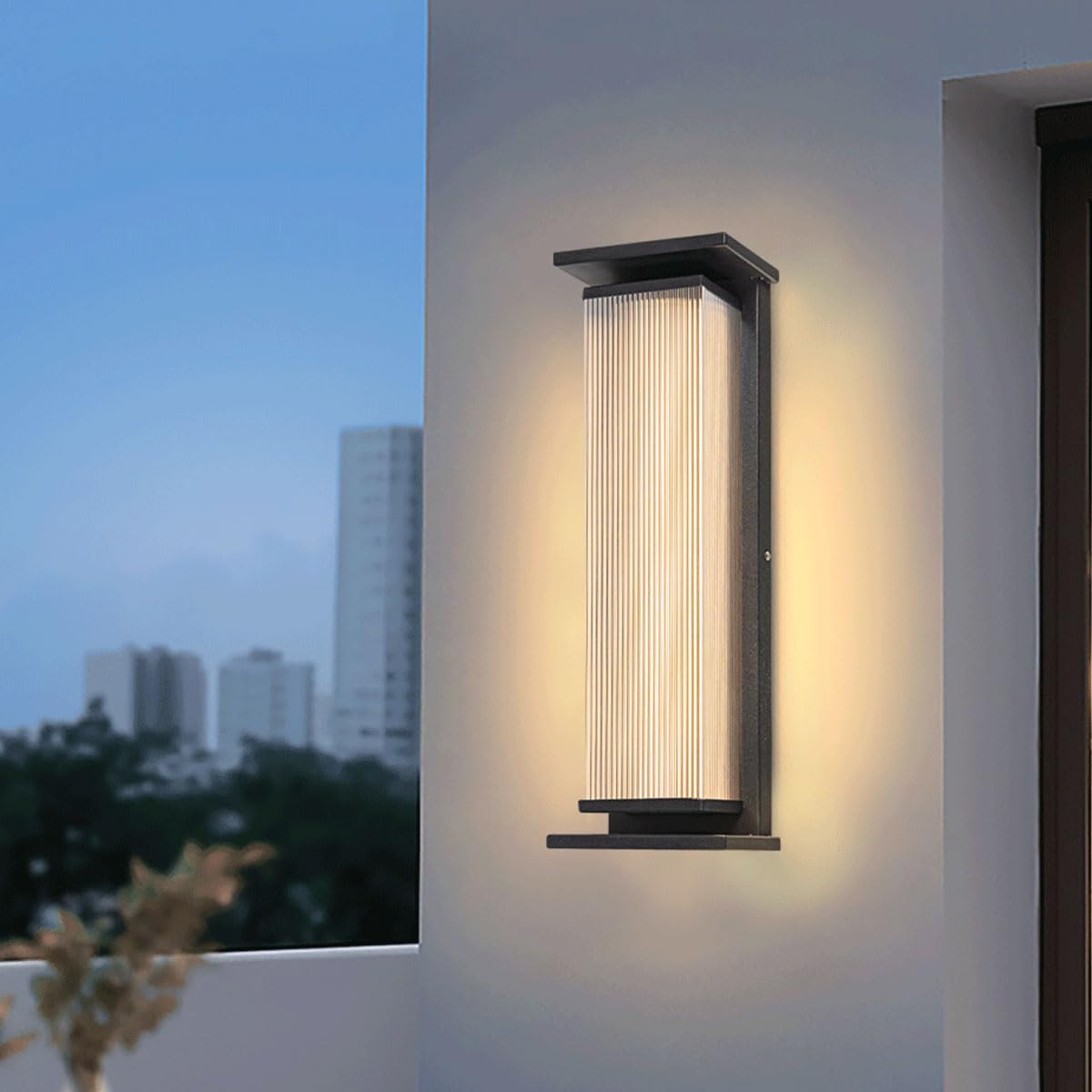 Nowoczesna minimalistyczna lampa ścienna zewnętrzna, słupek ogrodzeniowy, oświetlenie dekoracyjne, taras, ogród, wodoodporny sprzęt oświetleniowy