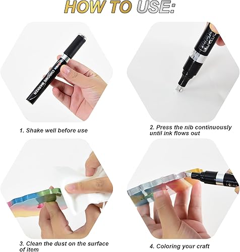 Miniatura 3 de FansArriche Marcadores cromados espejados, bolígrafos de pintura líquida permanente reflectante brillante cromado metálico para reparación, pintura