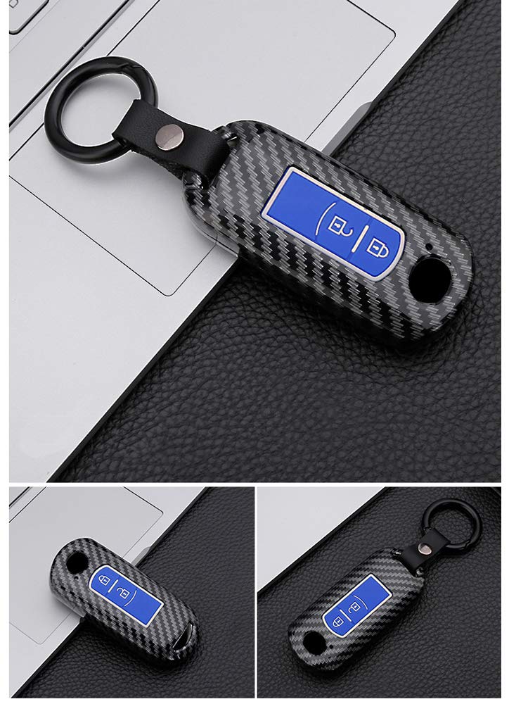 Cover Telecomando Auto Mazda In ABS E Silicone - Blu Carbonio - Compatibile Con Mazda 2/3/5/6/CX-5/MX5 - Tasti Luminosi Al Buio