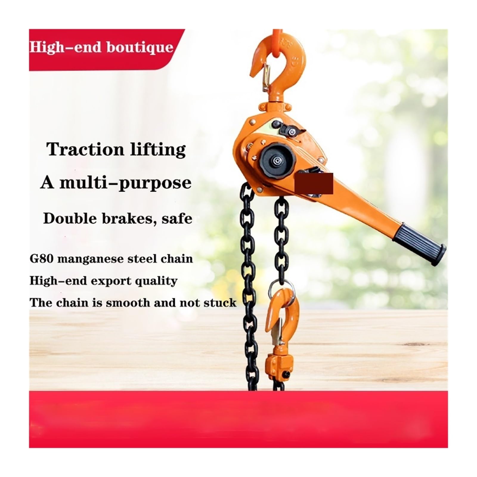 Kettenzug, 0,8 Tonnen - 6 Handhebelhebemaschine Kleiner Hebeketten-Handhebekran Manueller Handplattenspanner Spanner | 1.6t 1.5m
