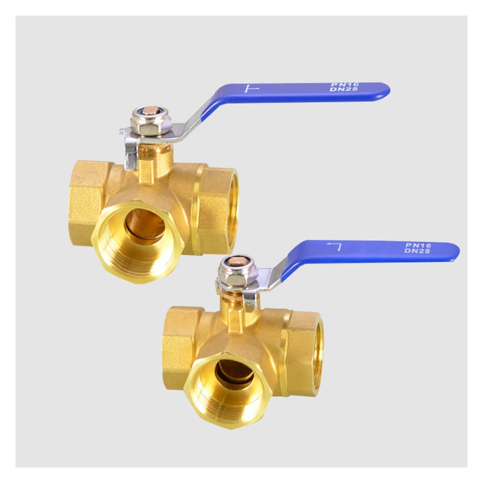 Válvula de Bola de 3 vías, Hembra, de latón, de 1/4", 3/8", 1/2", 3/4", 1", con Puerto en T y Puerto en L, Adaptador for Agua, Aceite, Aire y Gas. | T-type,1 Inch