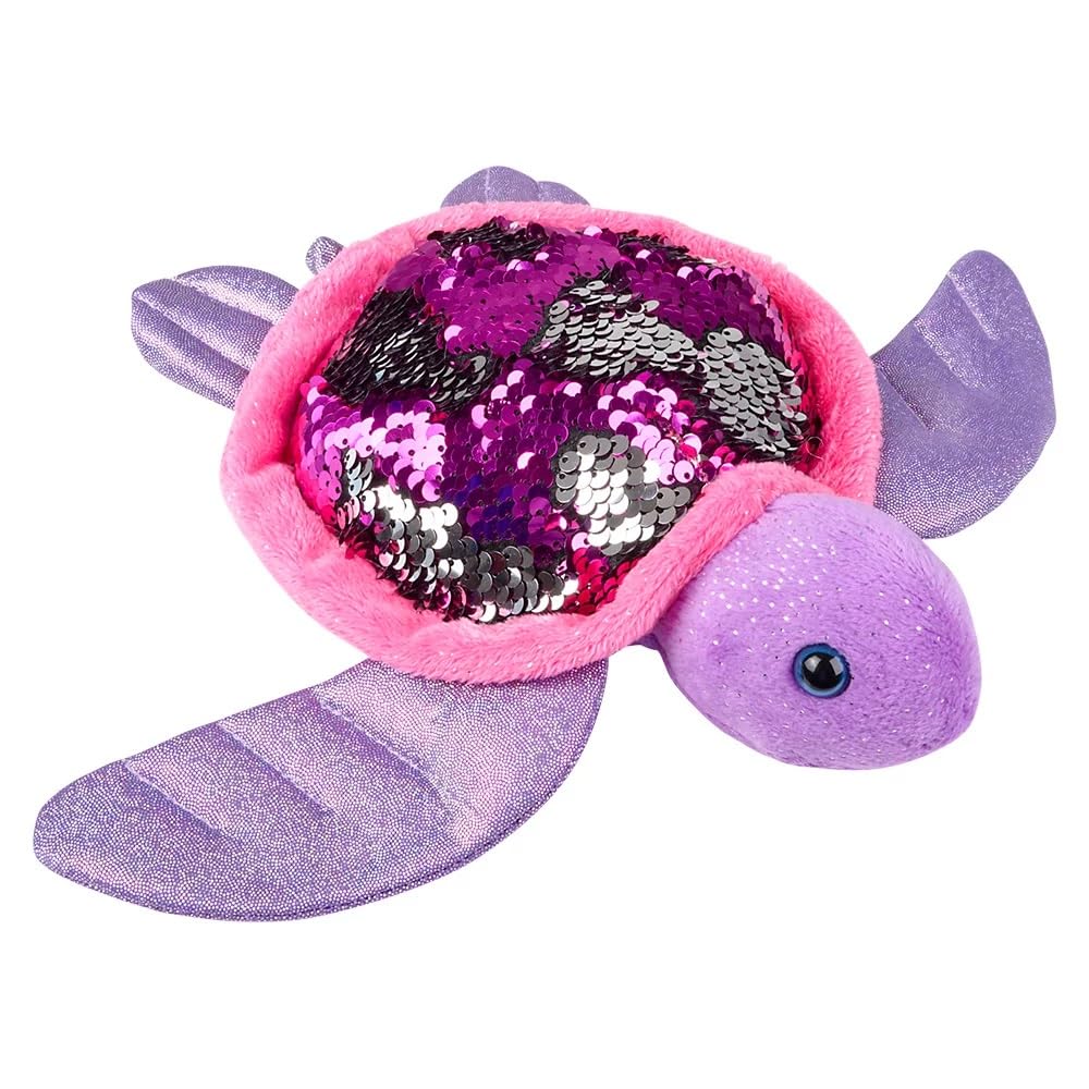 Reversible Sequin Sea Turtle Plush Toy (11") Stuffed Animal Reversible Sequins Hot Pink/Silver Birthday Party Favor Decor Sea Creature Oceanic Animal