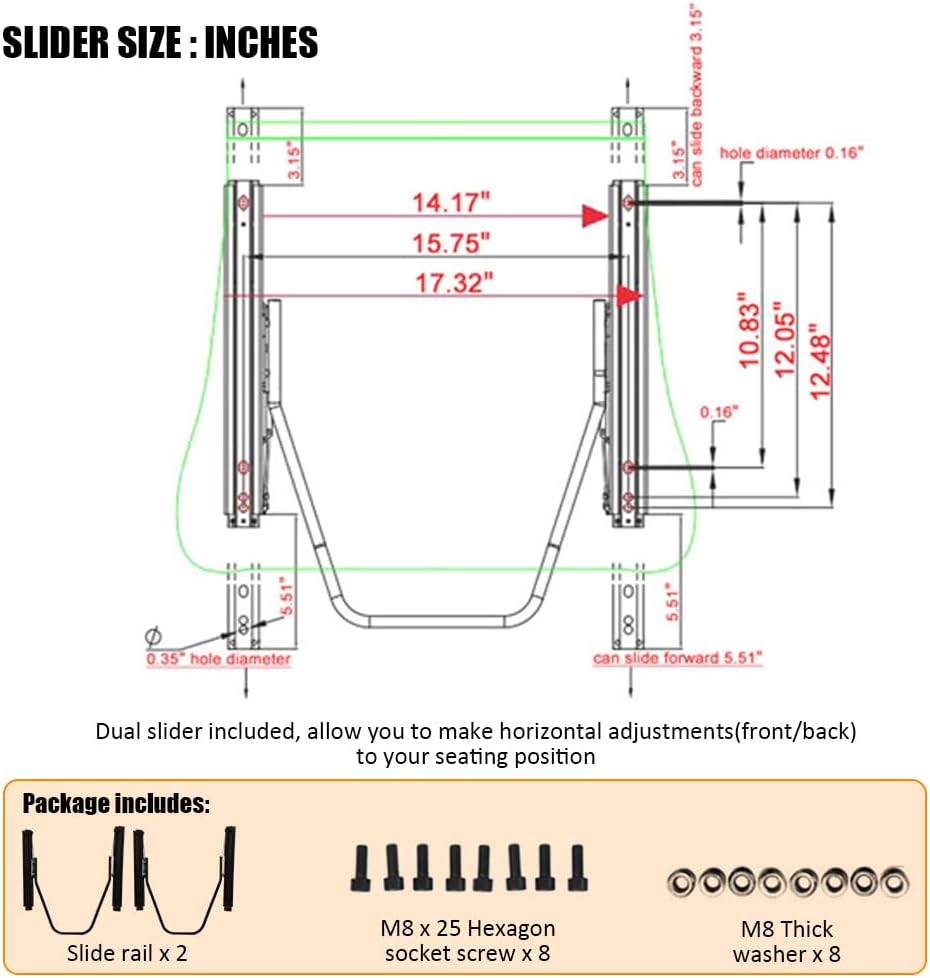 Universal Racing Seats, Adjustable Reclining Bucket Seats with Dual Slider, PU & Carbon Leather & Shinning Mesh Fabric Sport Seat for Driver and Passenger Side, 1 Pair, Black & Red