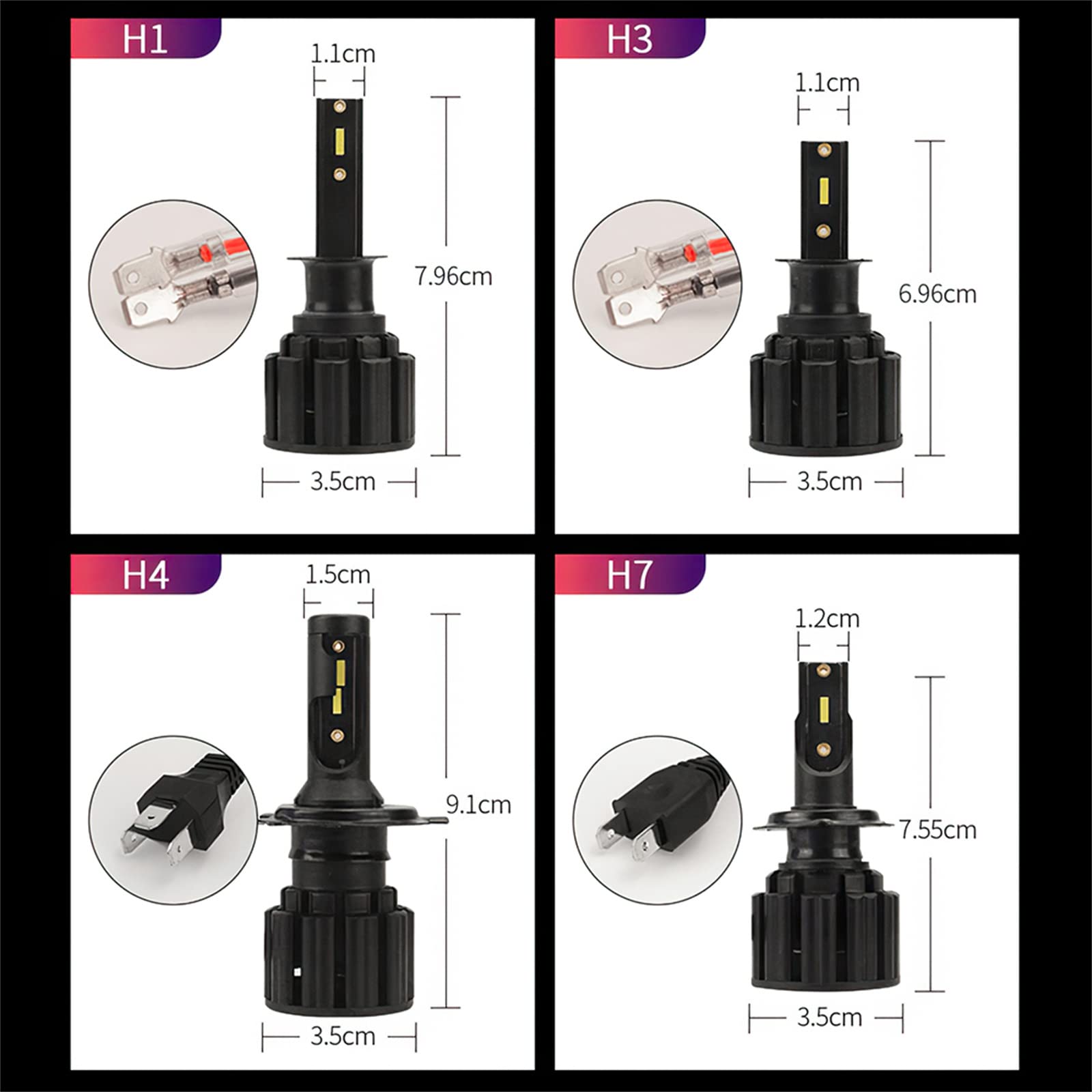 Bombillas LED Para Faros Delanteros, Kit De Conversión Combinado De Bombillas LED Para Faros Delanteros De Haz Alto, 100 W 16000 Lm Por Juego, Bombillas Halógenas De Repuesto, Paquete De 2,9004/hb1