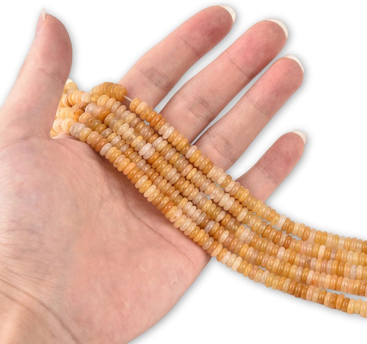 155pcs 6x2mm Natural Yellow Jade Disk Rondelle Spacer Semi Precious Gemstone Loose Stone Beads for Jewelry Making 15 Inch - Image 5