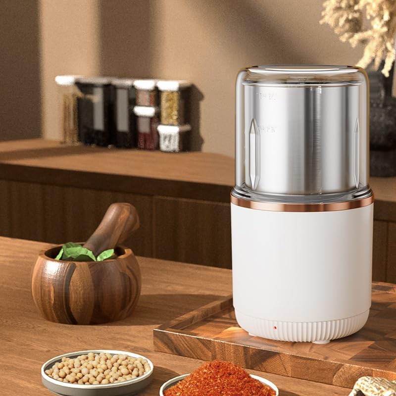 Macinacaffè Elettrico 74 Ml, Macinacaffè in Acciaio Inox 150w 23000 Giri/min, Mini Macinino per caffè, Spezie, Semi E Noci con Pulsante A Pressione, Bicchiere Rimovibile E Basso Rumore