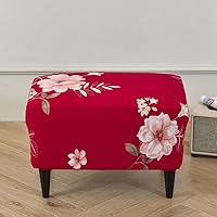 Vista 37 de Funda elástica otomana rectangular para taburete, funda de elastano estampada para reposapiés, protector antideslizante para reposapiés, con parte #1