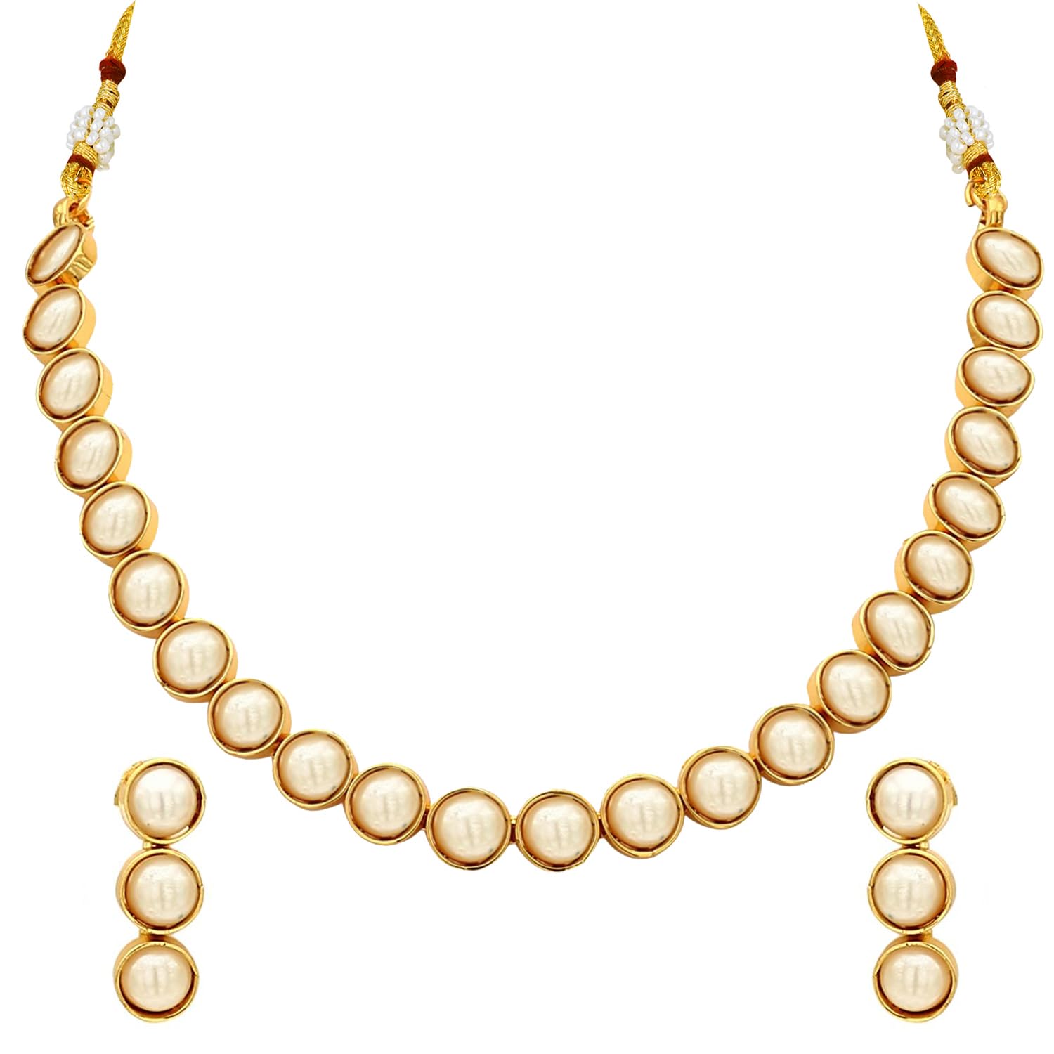 Peora Gold Plated White Choker Necklace with Drop Earrings Traditional Jewellery Set for Women Girls (B08ZSDM5D5) Amazon Price History, Amazon Price Tracker