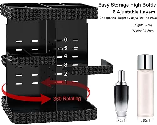Miniatura 7 de Organizador de maquillaje giratorio, vitrina de cosméticos de gran capacidad, organizador acrílico para el cuidado de la piel con soporte