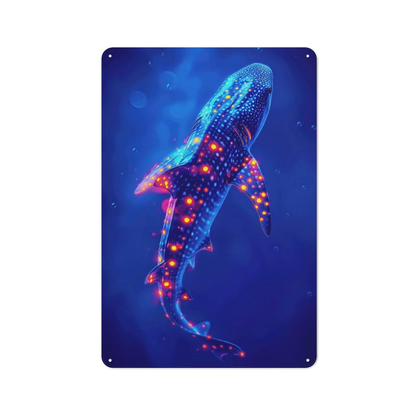 Junmoney Style-4 Neon Whale Shark Vintage Metal Wall Sign 30X20cm For Garage Wall, Suited To Garage Decor Collectors