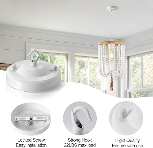 Miniatura 5 de Kit de toldo de luz blanco, toldo de araña de 4.1 pulgadas con todos los accesorios de montaje, gancho para luz colgante, carga máxima de 22 libras