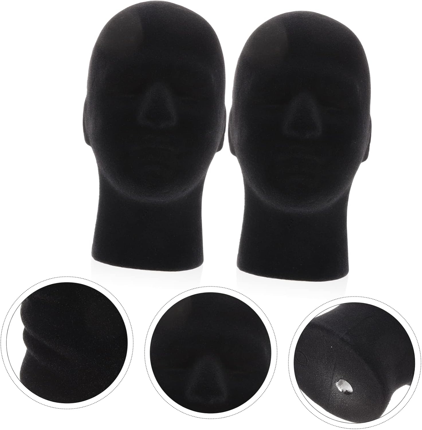 2pcs Foam Mannequin Head Models for Wigs Hats Headpieces Display Stands Smooth Surface