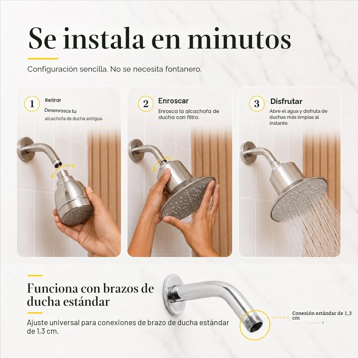 Afina A-01 - Cabezal de ducha avanzado de alta presión, con filtro, reduce la irritación de la piel seca, la caspa, el eccema y mejora el estado de la piel, el cabello y las uñas, níquel | KDF-55 - Filtro de ducha y cabezal de ducha para agua dura, reduce