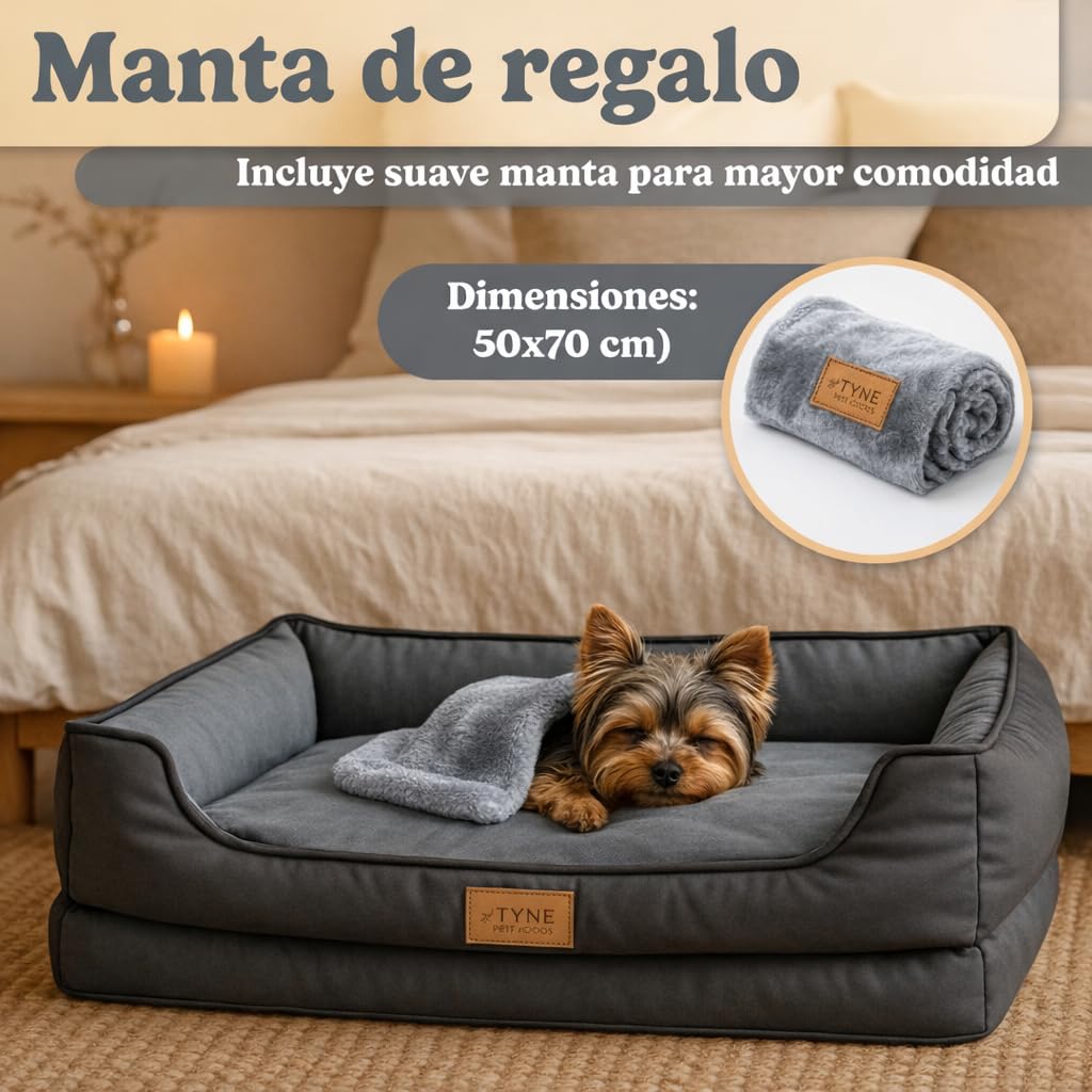 Cama Ortopédica para Perros y Gatos, Colchón Ergonómico para Articulaciones, desenfundable, lavable y antideslizante, Manta, s m l