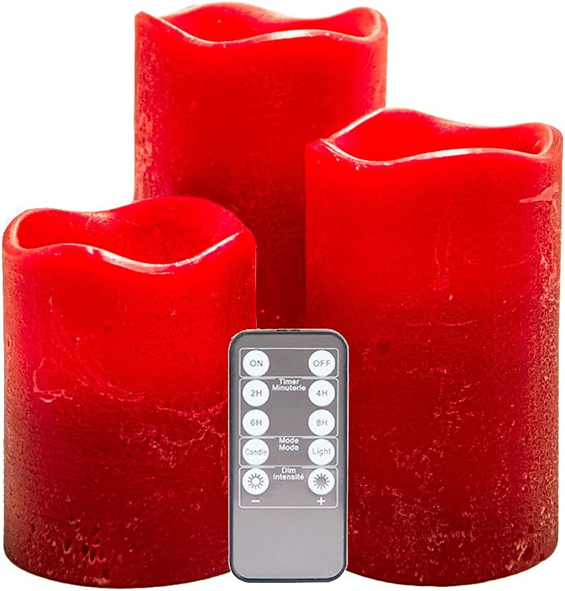 NE Realistic and Bright Flameless Candle Red Pillar Led