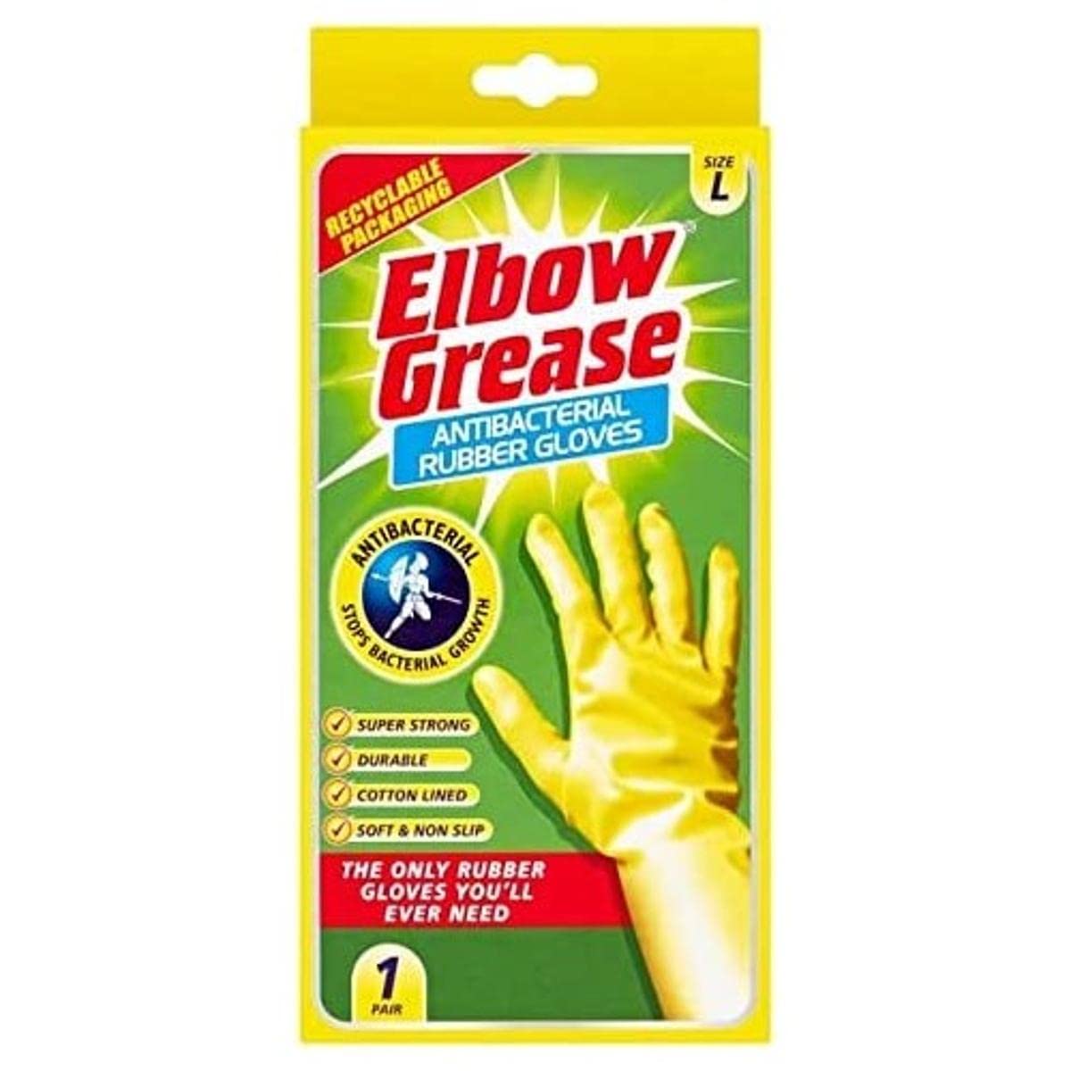 elbow Grease Anti Bacterial Rubber Gloves Large
