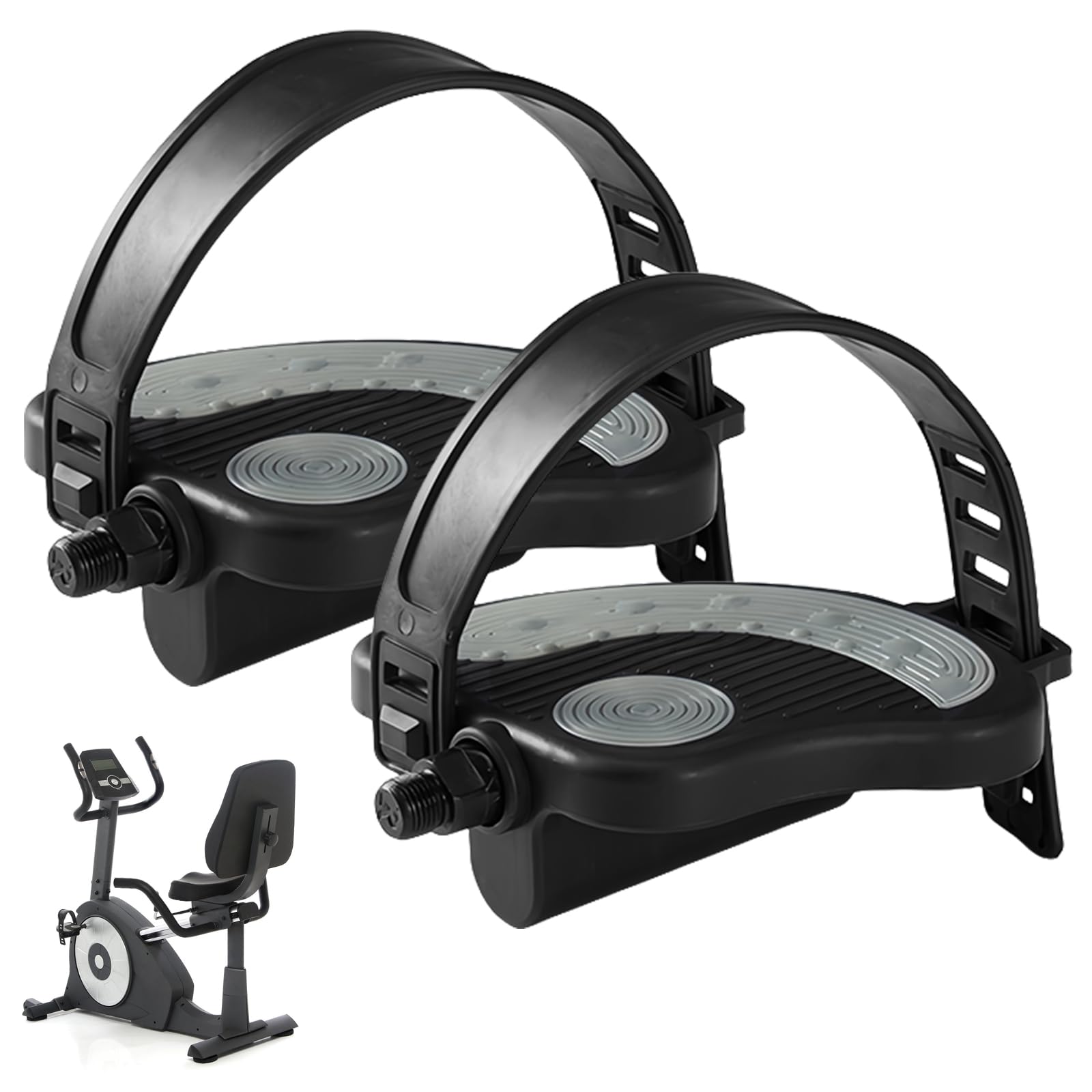 Acheter 1 paire de pédales de vélo d'exercice 1/2 ''ou 9/16'', équipement de Fitness avec sangles réglables pour le bureau et la maison
