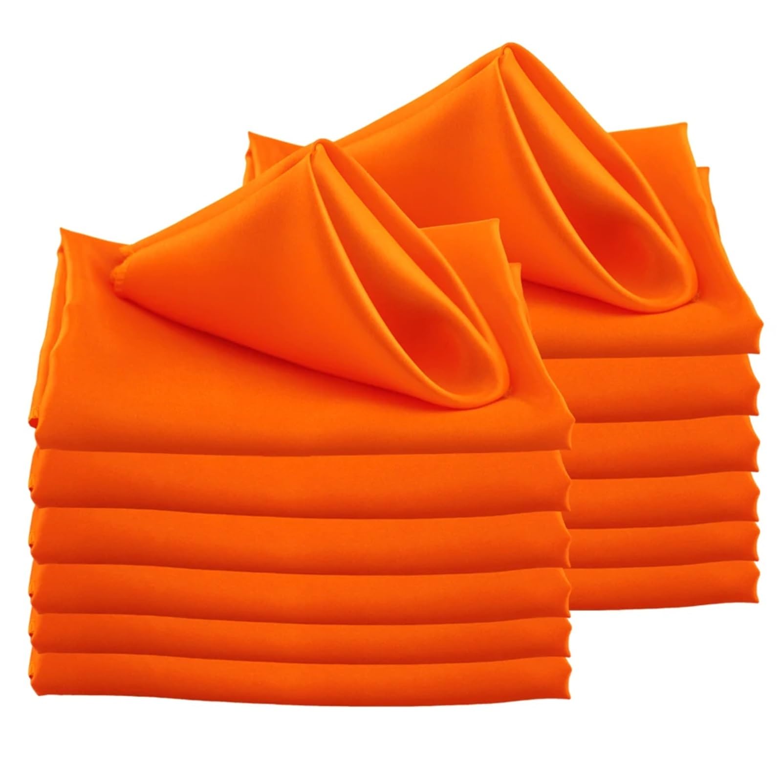 Table Napkins 60pcs 48x48cm 19inch Square Satin Napkins For Wedding Party Decors Soft Cloth Dinner Napkin Restaurant(Orange)