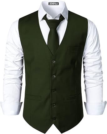 ZEROYAA Mens Urban Design Business Formal Dress Vest | 3 Pockets, Suit Tuxedo, Hipster