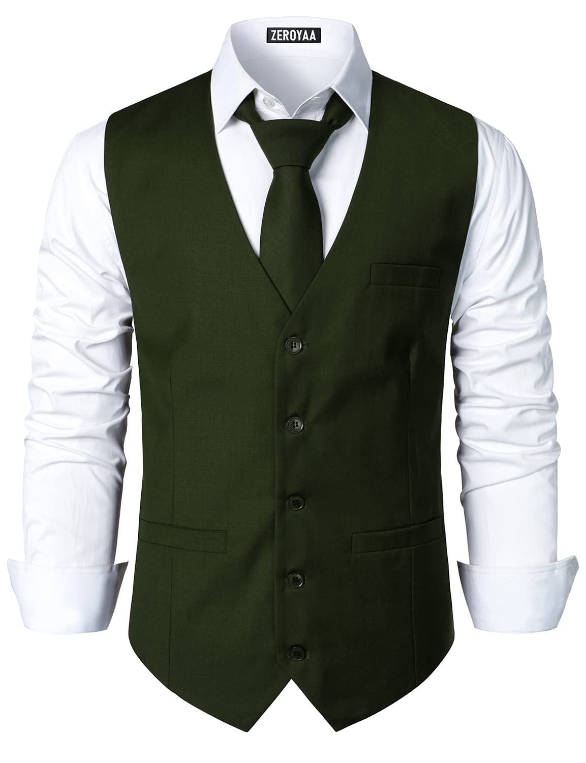 ZEROYAA Men's Urban Design Business Formal Dress Vest