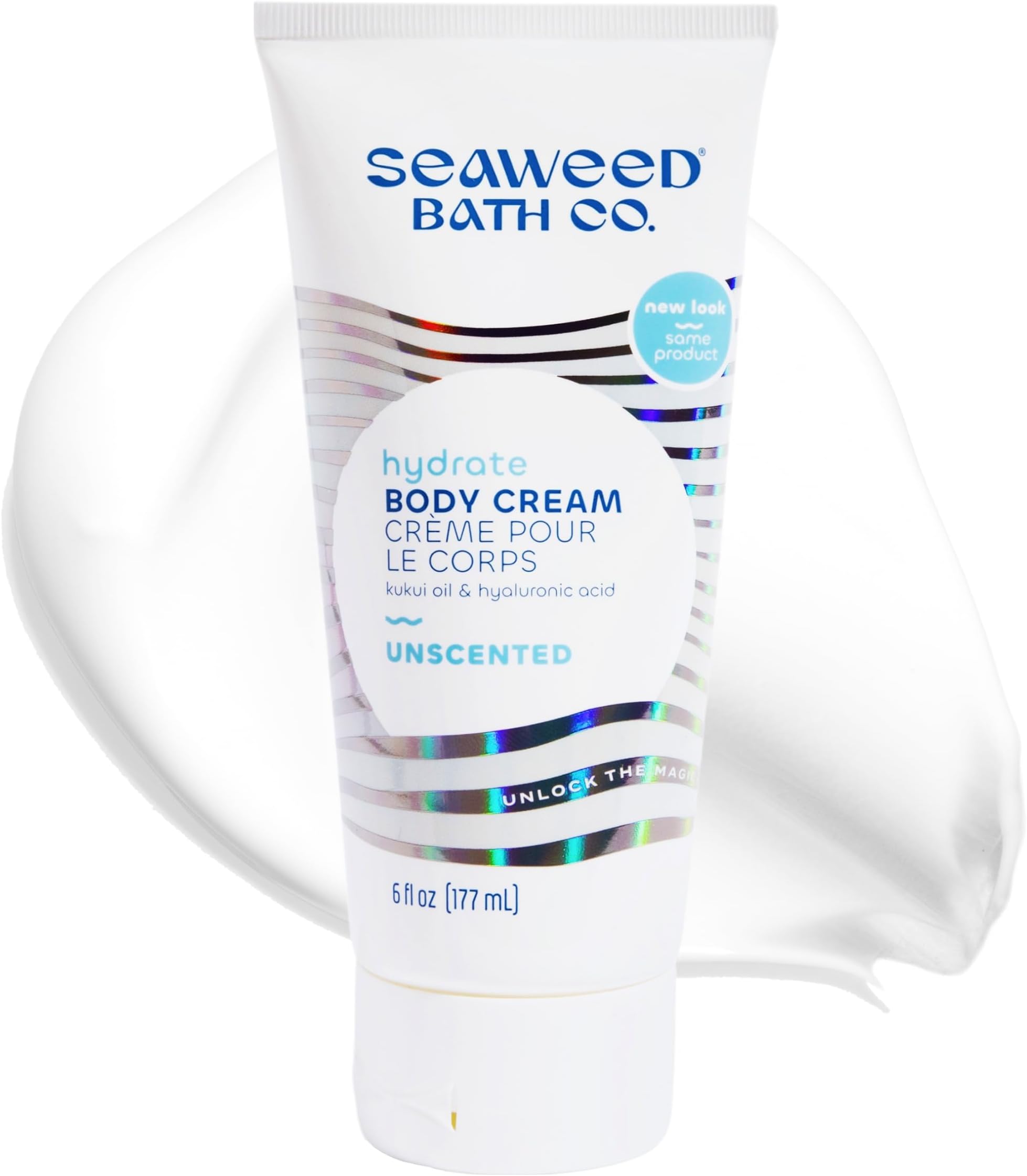 Seaweed Bath Co. Hydrate Body Cream - Unscented | Nourishing Moisturizer for Body and Hands | With Vitamin E, Hyaluronic Acid and Shea Butter For Dry Skin | 6 oz