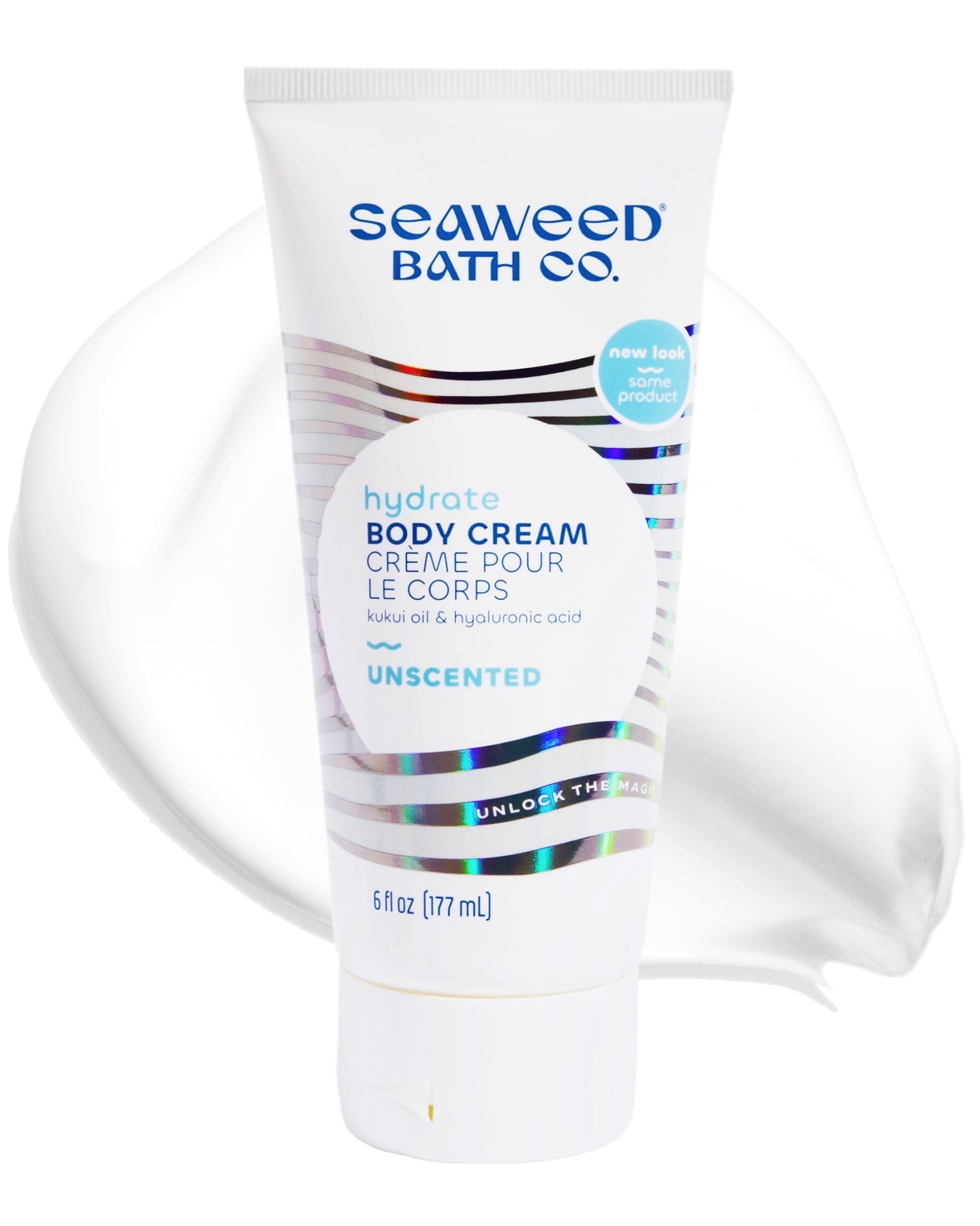 Seaweed Bath Co. Hydrate Body Cream - Unscented | Nourishing Moisturizer for Body and Hands | With Vitamin E, Hyaluronic Acid and Shea Butter For Dry Skin | 6 oz